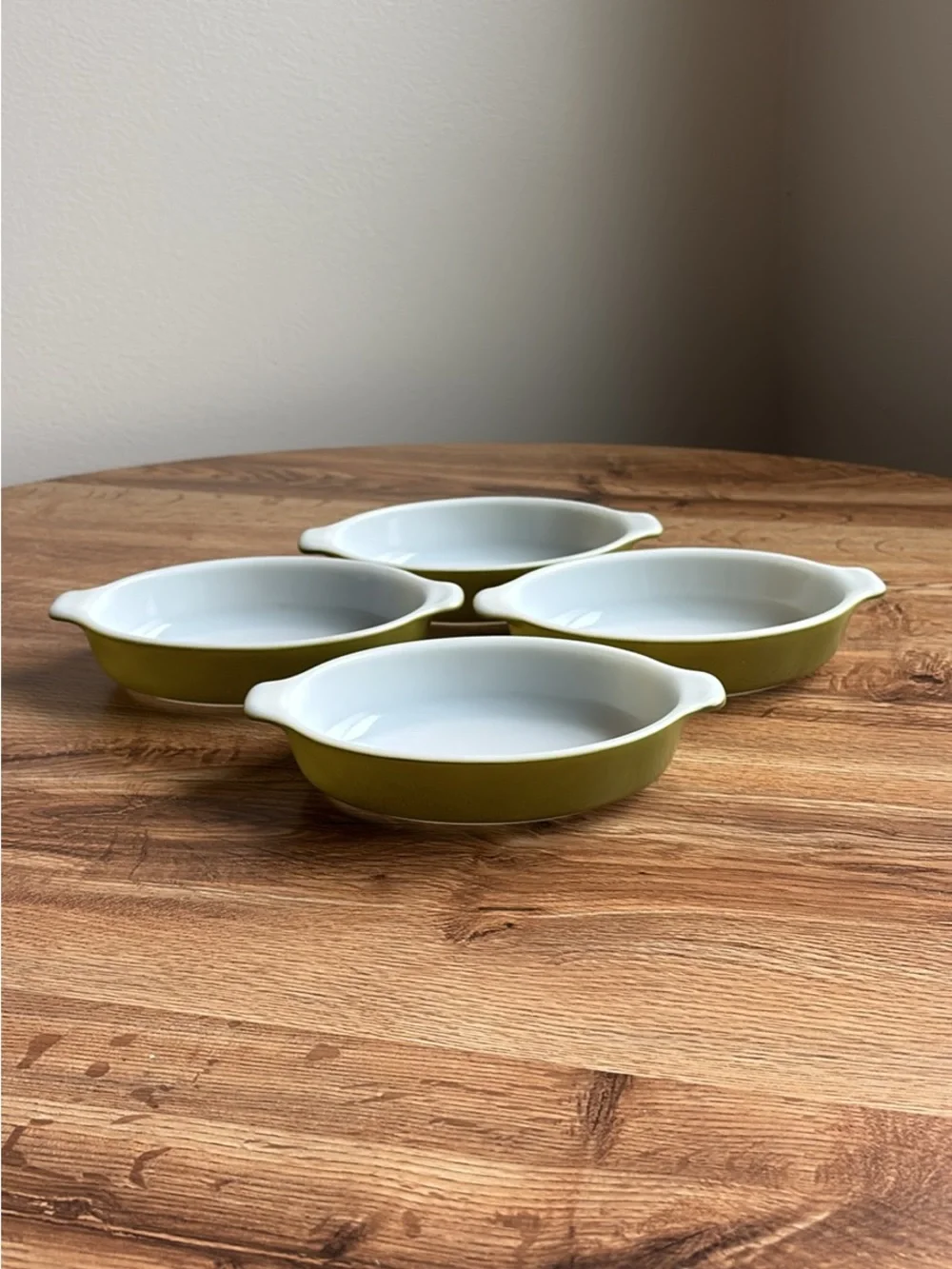 Vintage Pyrex 700 Avocado Green 10 oz Oval Casserole Dishes - Set of 4